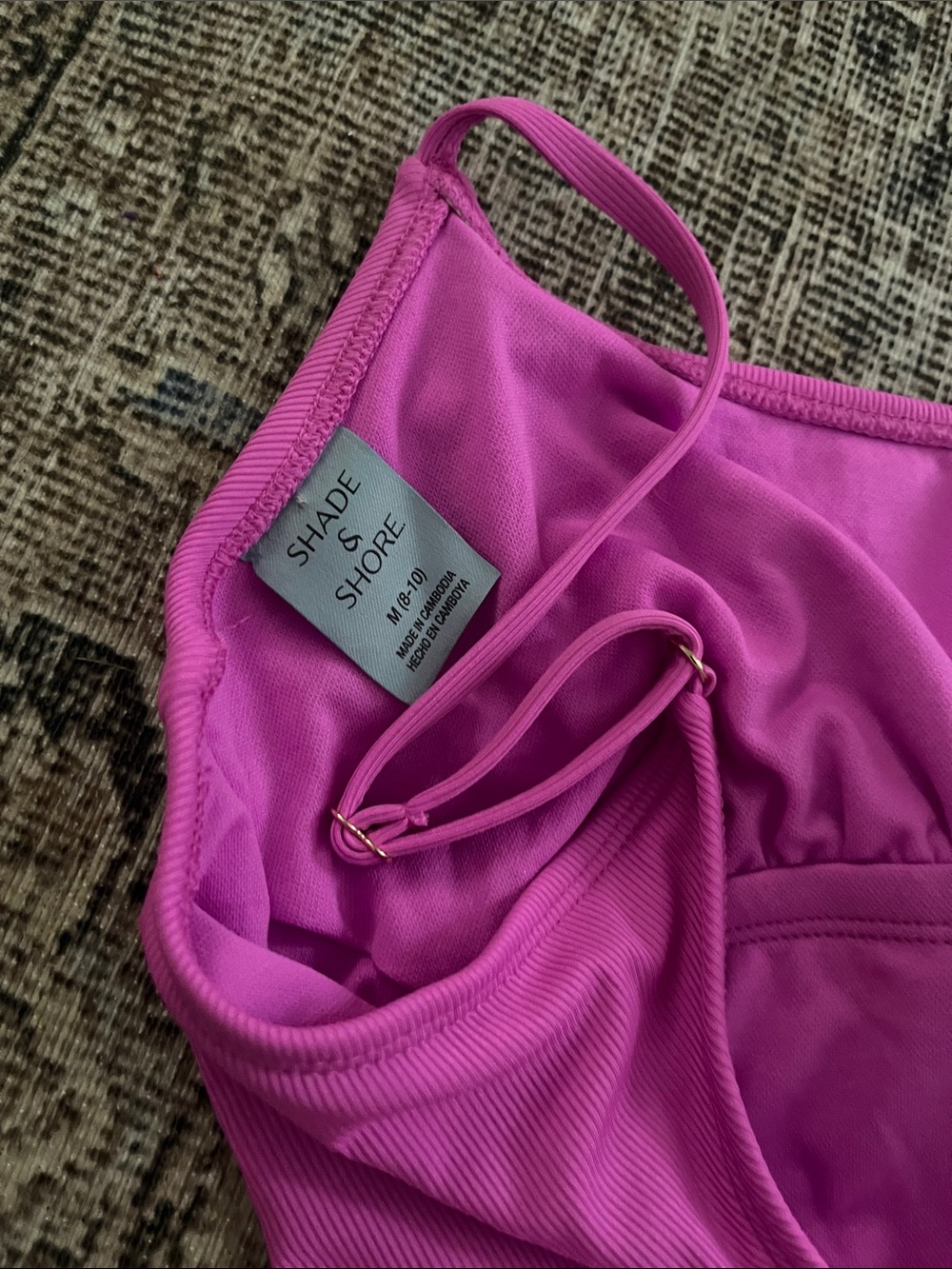 Bright Magenta One-Piece Swimsuit with Side Ties shade and shore medium NWOT - Picture 3 of 3